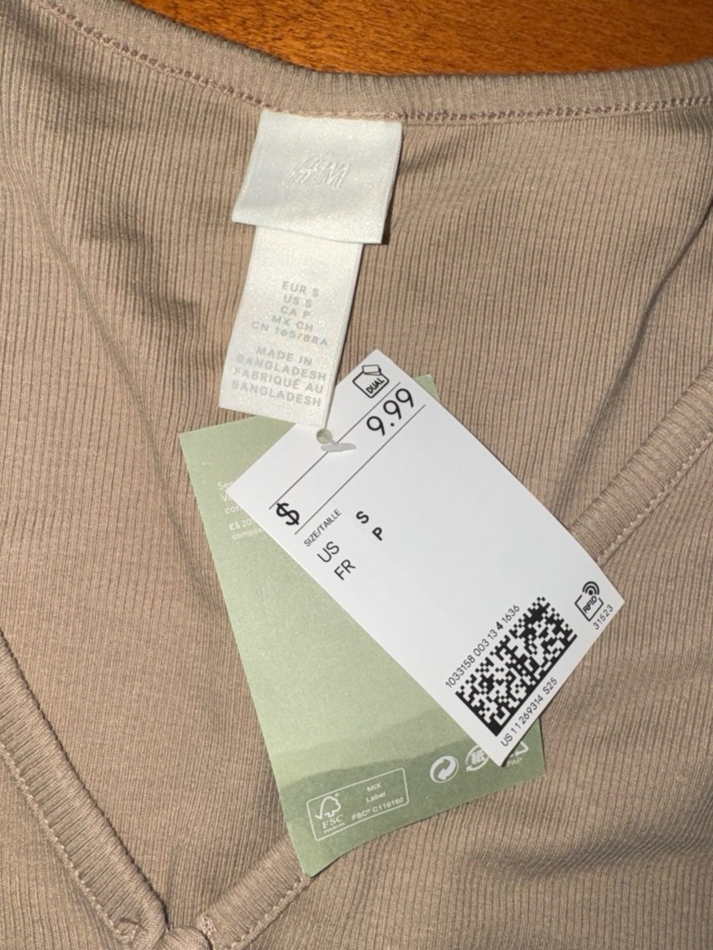 H&M Women's Ribbed V-Neck Tank Top - Taupe